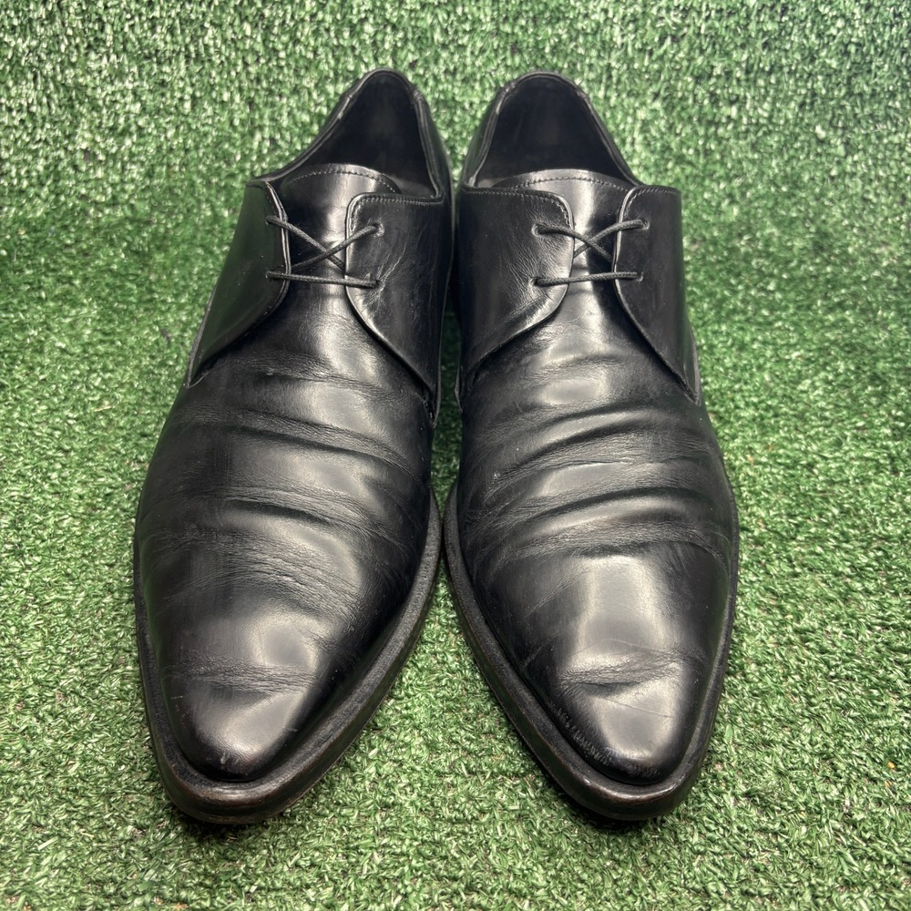 Gucci 5318 Derby Leather Pointed Toe Classic Formal Dress Shoes Black Mens Sz 9 - Picture 2 of 10